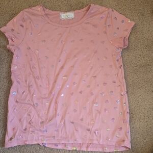 btween Pink Short Sleeve Tee with Metallic Embellishments